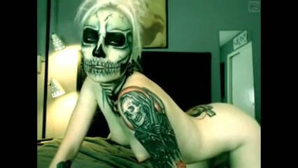 Perverted slender pale frightening Gothic webcam nympho went solo