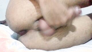 Super-cute youngster femboy plays and caresses himself until he has a juicy cum shot
