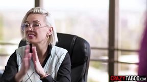 Bitchy boss Kenzie Taylor fucks big ass Victoria Voxxx and Spencer Bradley