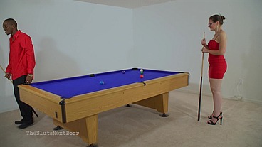 Slut Loses a Pool Game to BBC and get a Creampie