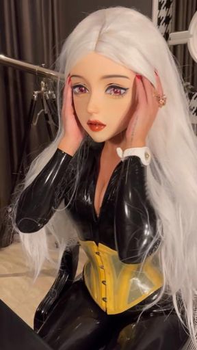 Slavena Kigurumi doll mask latex masturbation