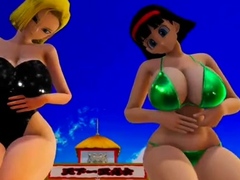 Two 3d cartoon cuties are ready for their bath