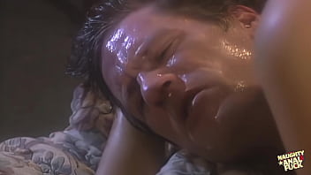 Naughty big tits blonde sucks her mans hard cock in bed and gets anal fucked.