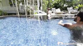 ”Sexy Babe Takes a Swim & Gets My Prick Poolside”