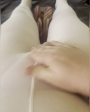 Trans Girl in Pantyhose Cums From Vibrator