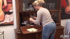 First the woman cleans the furniture - then she is shagged