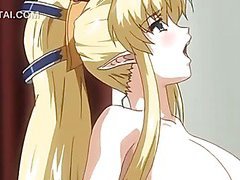 Busty hentai blonde gets cunt fucked from back