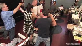 Amateur Model Gets Humiliated and Fucked in a Barber Shop