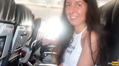 Risky Public Blowjob on Plane Big Dick Almost Caught Gushing