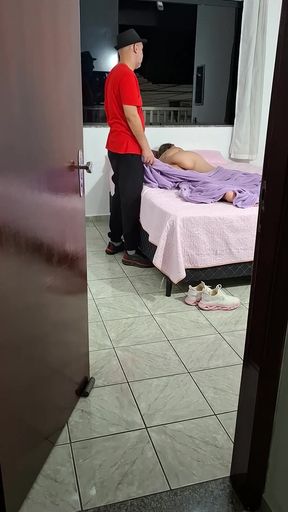 Stepdaughter arrives home from Carnival in the early morning and gives a blowjob.   Clip 2