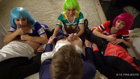 American babe's big natural tits at college reunion sex party