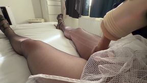 Fleshlight fuck in French maids dress