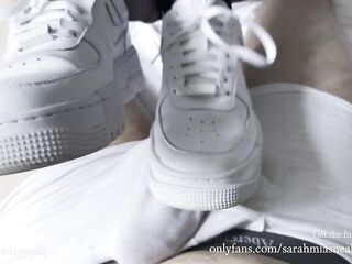 Filled my nikes with lube! - Shoejob and cum inside 'em