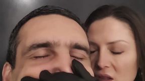 Black leather gloved HOM satisfaction copy