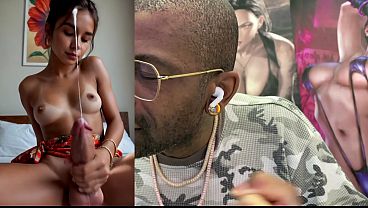 Cute Brown Transgender Teen Girl Jerks Off And Cums Hard Ass Fuck All Over Her Face And Body, AI Generated