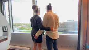 fucking the sexy secretary on a business trip in front of the hotel window - business bitch