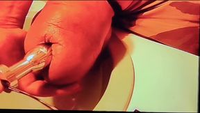 Electro butt plug fucks my silicone cock