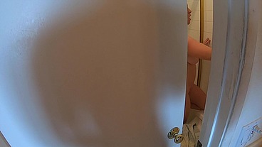 Stepson caught peeping on stepmom in the shower gets sex (POV)