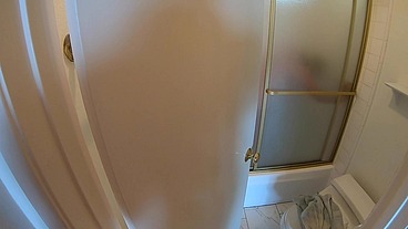 Stepson caught peeping on stepmom in the shower gets sex (POV)