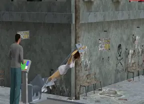 Construction worker gets his hole filled with cement