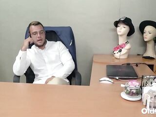 OldNanny - Glasses-Wearing mother I'd like to fuck In Nylons Gets Pounded Hard On Office Desk