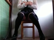 Beautiful transgender masturbation with exposed lower body