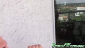 Tiny teen Goldie Rush dicked and facialized by pervy stepbro