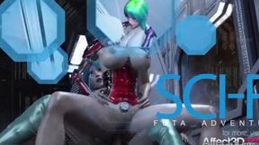 Sci-fi futanari anime in a starship