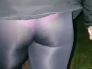 Hot Latina Step Sister in See Through Leggings - Teasing Outdoor Dancing - Candid