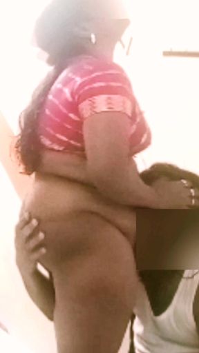 Desi Indian Tamil BBW Wife Latha Standing Hug Ass Squeeze &amp; Pussy Lick by Financier for Debt Pay!
