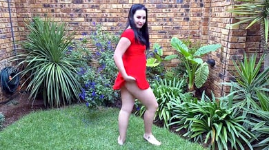 Brunette women letting nature take its course outdoors and in private