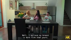 HOT MOM seduces and rides young dick in the kitchen