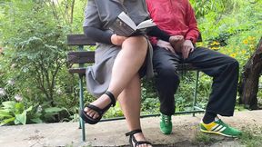 Her book and touch make me cum in the park &mdash;  she ignores me but keeps me hot