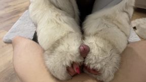 Wet FurFetish and Cum on Fur - enjoy fetish handjob, blowjob with furhat and big foxfurcoat