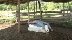 Farm girls go wild outdoors with rough anal