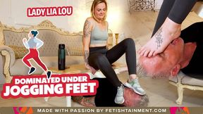 Dominated under jogging feet - long version ( Foot Domination with Lady Lia Lou ) - 4K UHD MP4