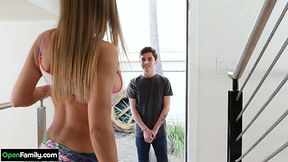 Pretty nextdoor chick Honey Blossom is having crazy sex fun with 19 yo guy