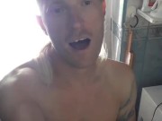Young man riding his dildo right after coming back home from work