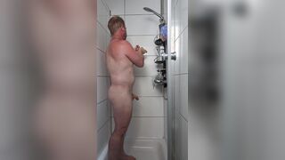 Nick Zwei private trims himself as he washes himself in the douche