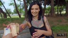 I Heart Adel - tattooed brunette Adel Asanty agrees to fuck outdoors for 100 euros