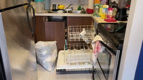 Gay Washing Dishes in Tight Blue Underwear