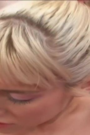 Blonde girl sucks a huge cock then rides it to a massive mouth cumshot