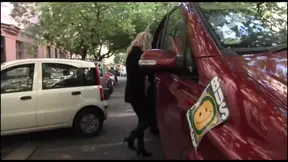 Two outstanding German MILFs pick up guys for wild car sex