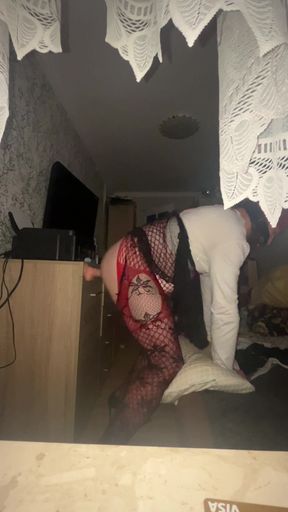 Playing with a dildo