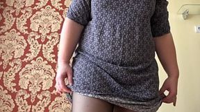 Urination show-off of a grown-up BBW's furry crotch and massive ass&#x1F351; for a cyber admirer.