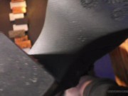 Mistress in boots trample and feed slave trailer