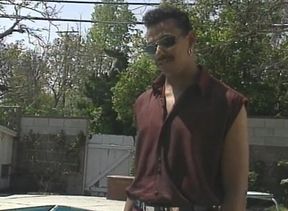 Hot ebony babe riding on his cock in the backyard