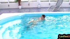 3Some action in the pool with hot 21yo Cfnm chicks