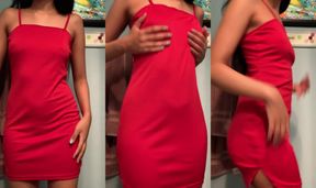 Mexican Babe Shows Off Her Curves In A Tight Red Dress
