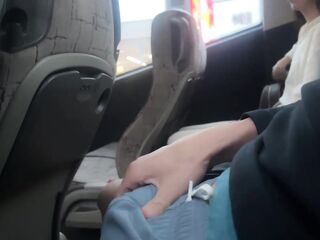 Public Jock Flashing - Hotty saw my knob on the bus and helped me cum with her hand